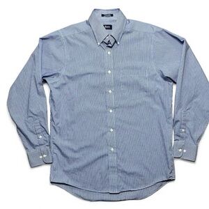 G H Bass Mens Shirt M Blue Poplin 15-15 1/2 Long Sleeve Oxford Button Down